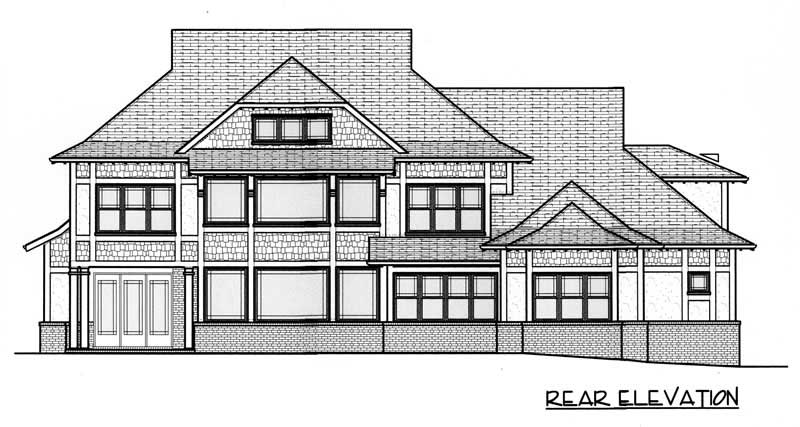 Home Plan Rear Elevation of this 5-Bedroom,5185 Sq Ft Plan -127-1005