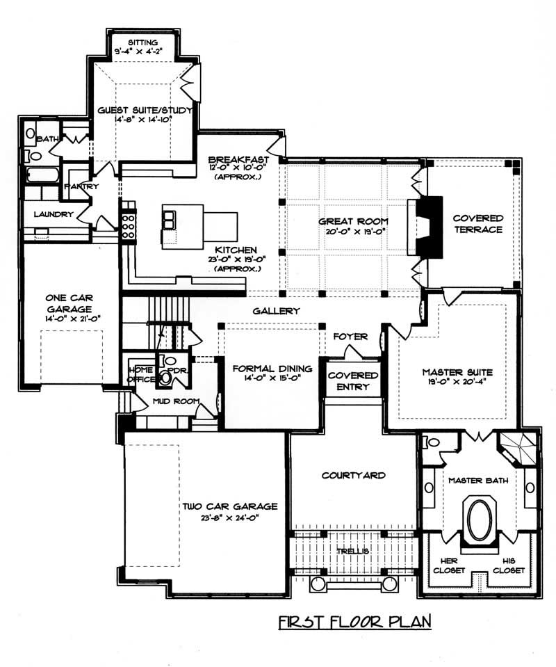 Floor Plan First Story of Craftsman Plan #127-1005