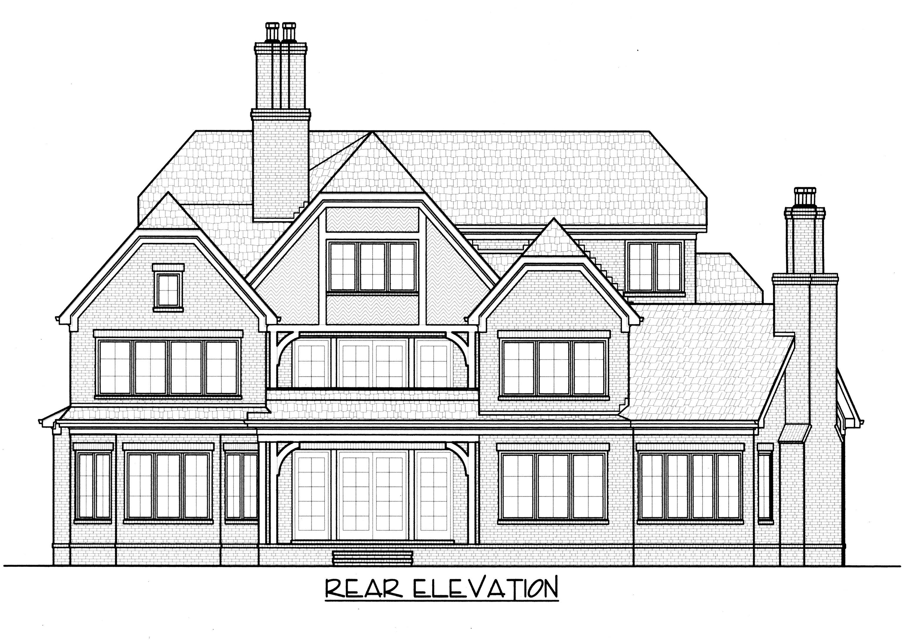 Home Plan Rear Elevation of this 4-Bedroom,6280 Sq Ft Plan -127-1006