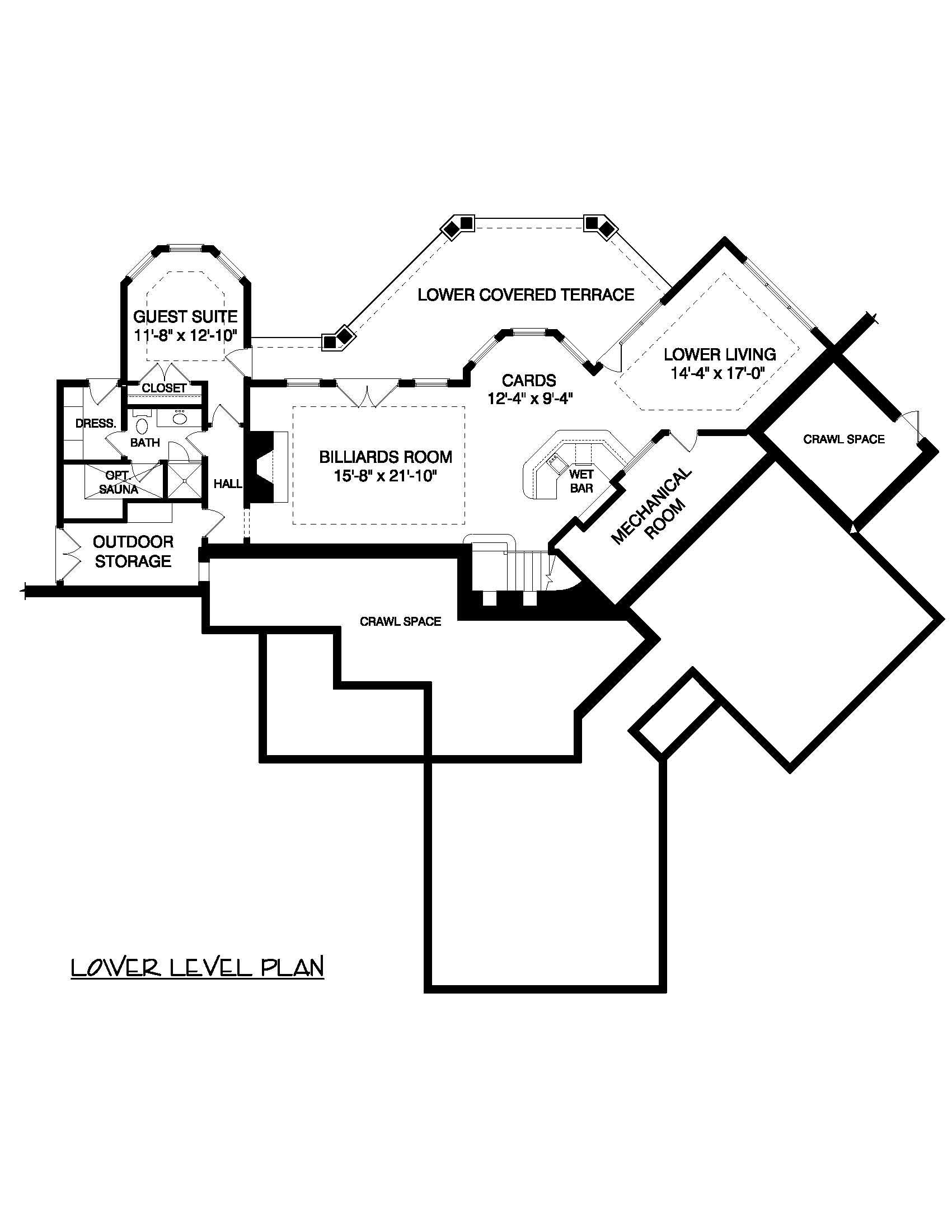 Floor Plan Basement of Craftsman Plan #127-1012