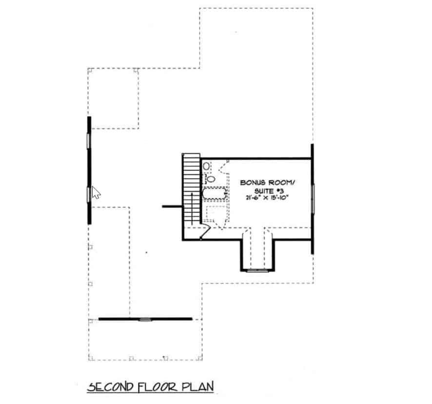 Upper Level of Farmhouse Plan #127-1015