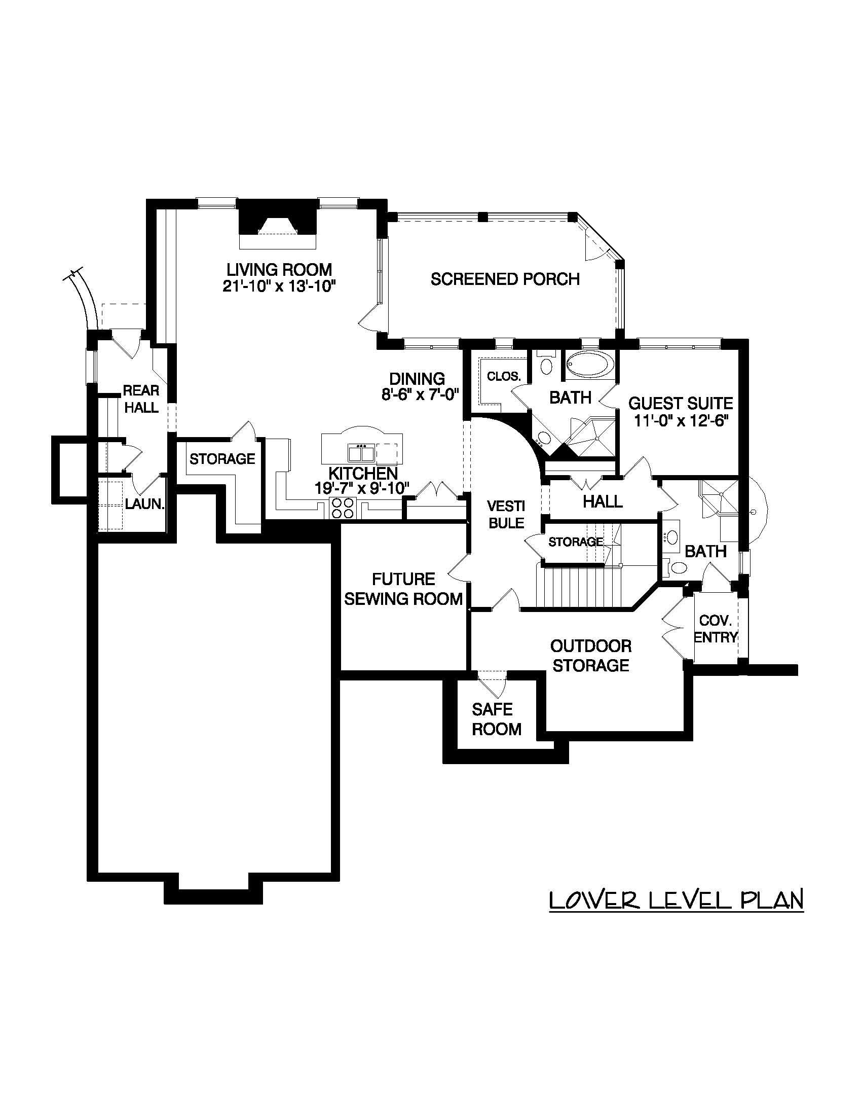 Floor Plan Basement of Contemporary Plan #127-1018