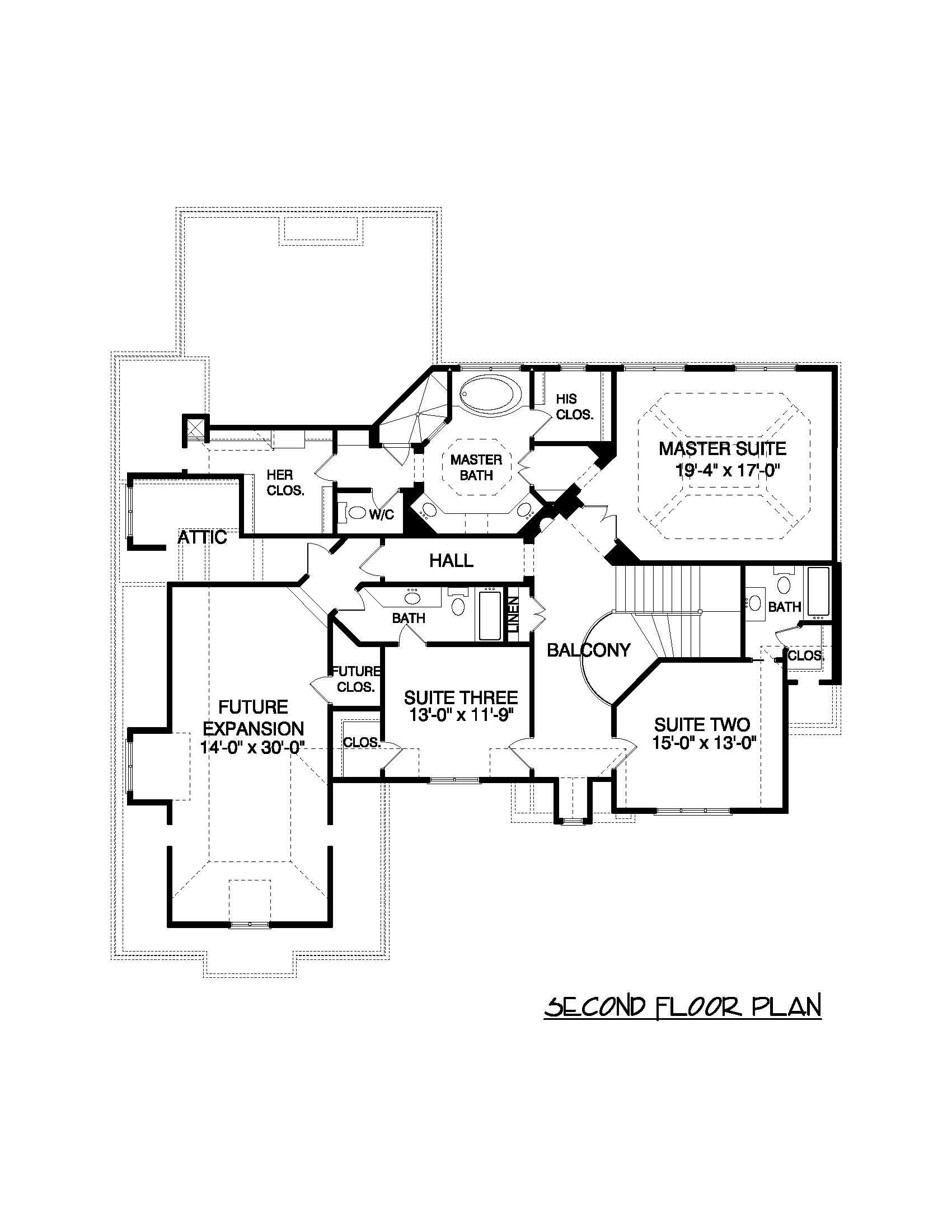 Floor Plan Second Story of Contemporary Plan #127-1018
