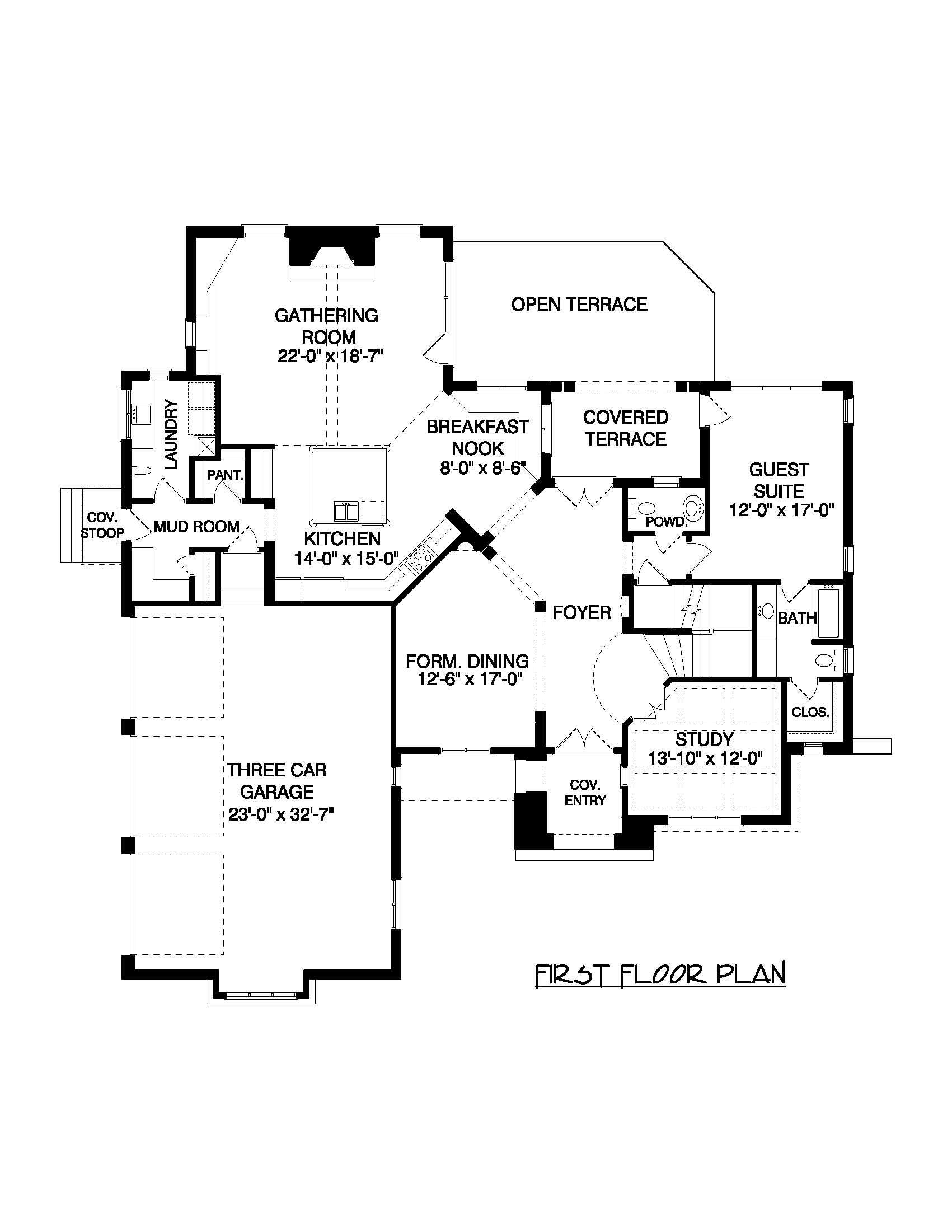 Floor Plan First Story of Contemporary Plan #127-1018