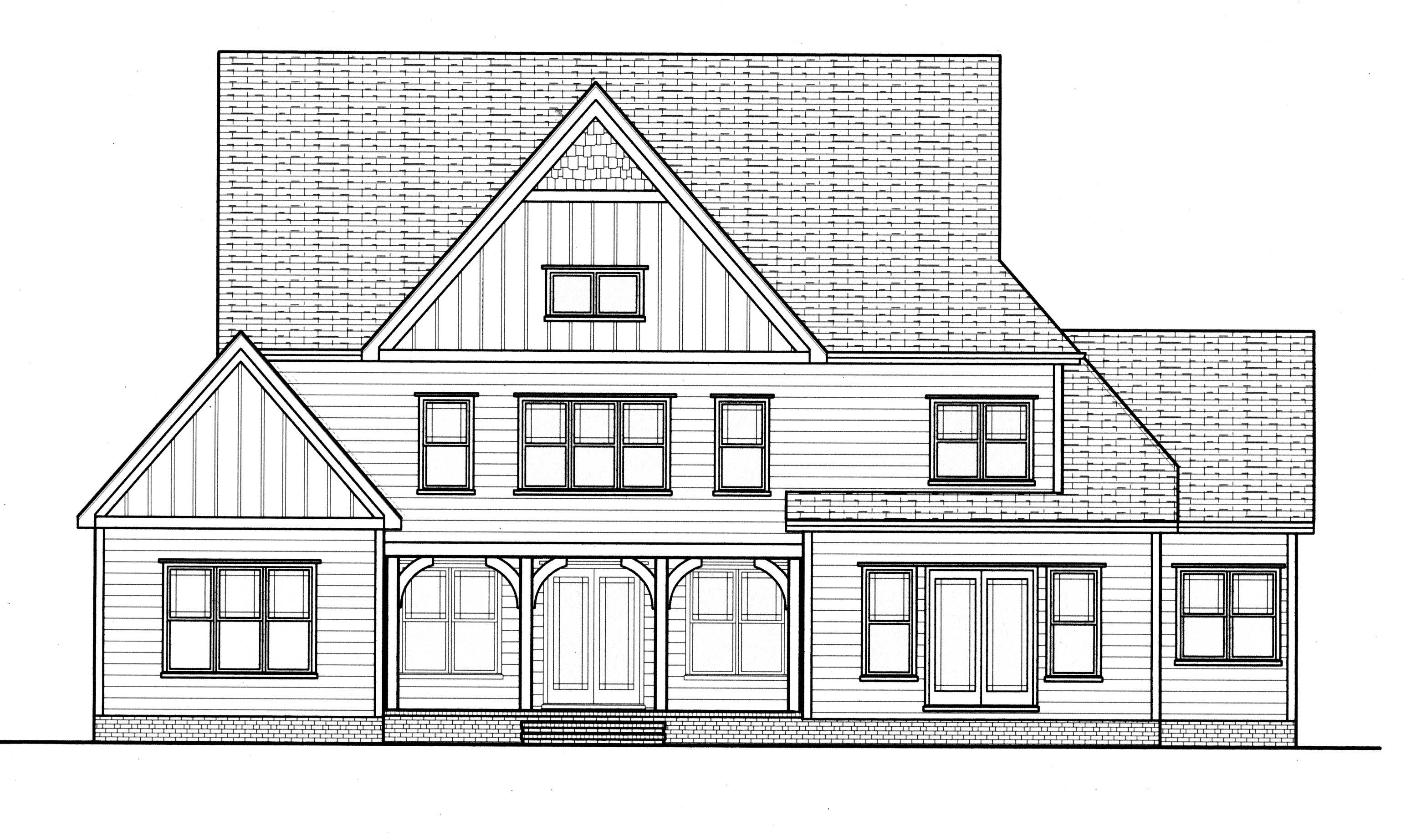 Home Plan Rear Elevation of this 4-Bedroom,3866 Sq Ft Plan -127-1019