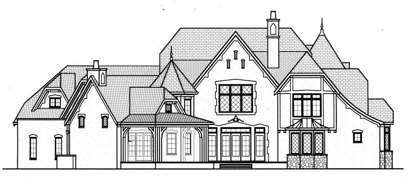Home Plan Rear Elevation of this 5-Bedroom,6275 Sq Ft Plan -127-1020
