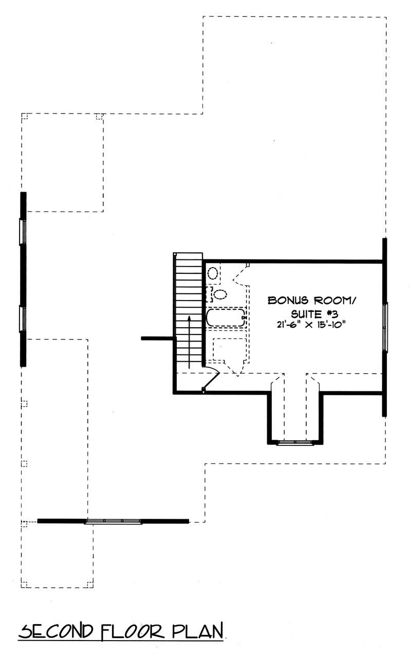 Floor Plan Second Story of Craftsman Plan #127-1022