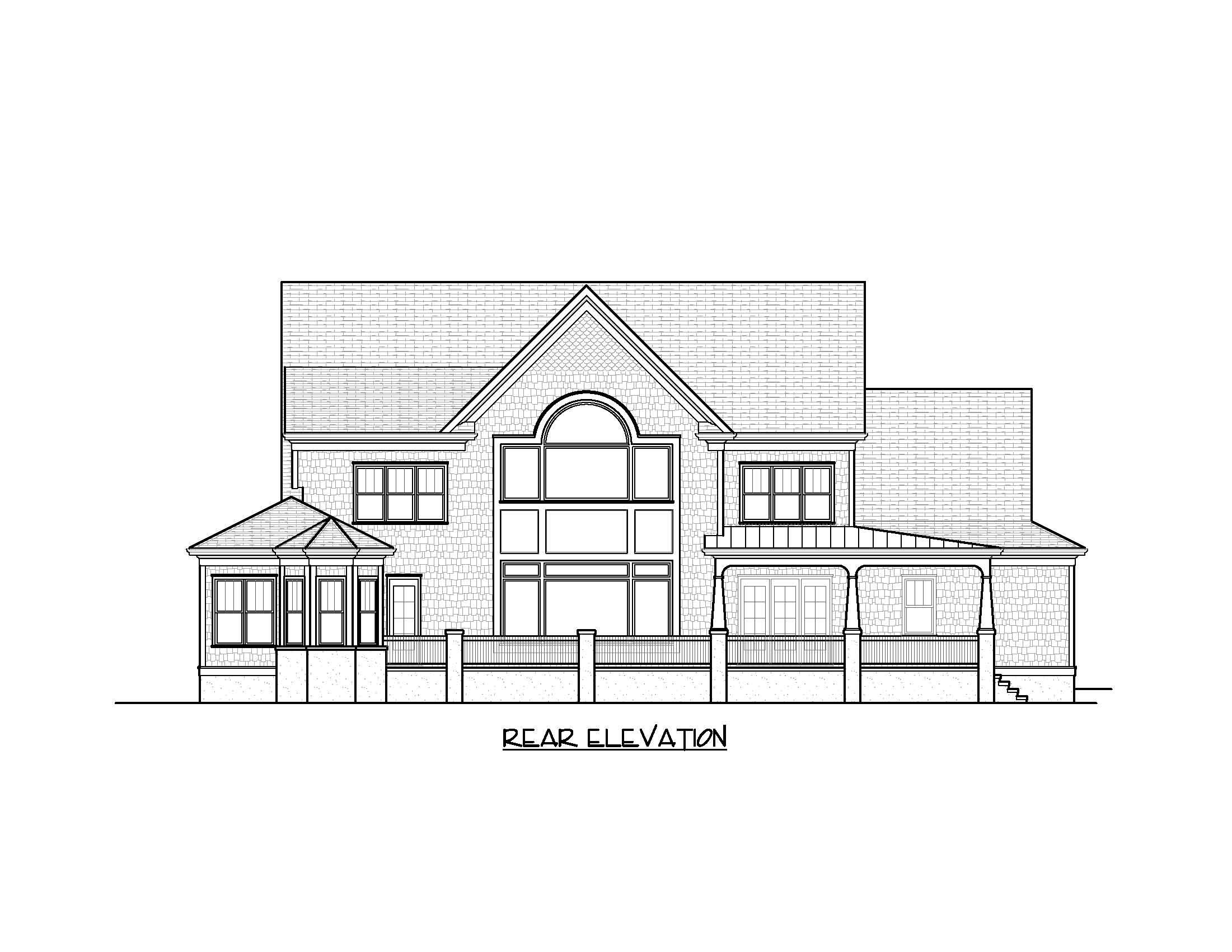 Home Plan Rear Elevation of this 4-Bedroom,4300 Sq Ft Plan -127-1027
