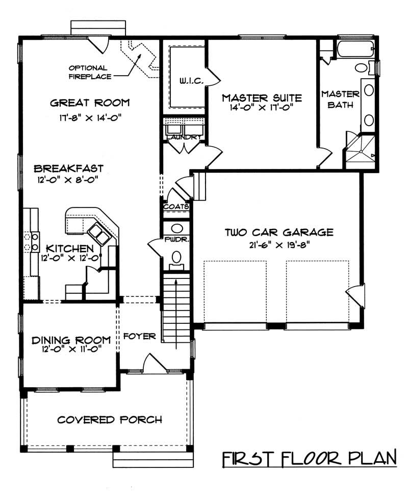 Floor Plan First Story of Farmhouse Plan #127-1028