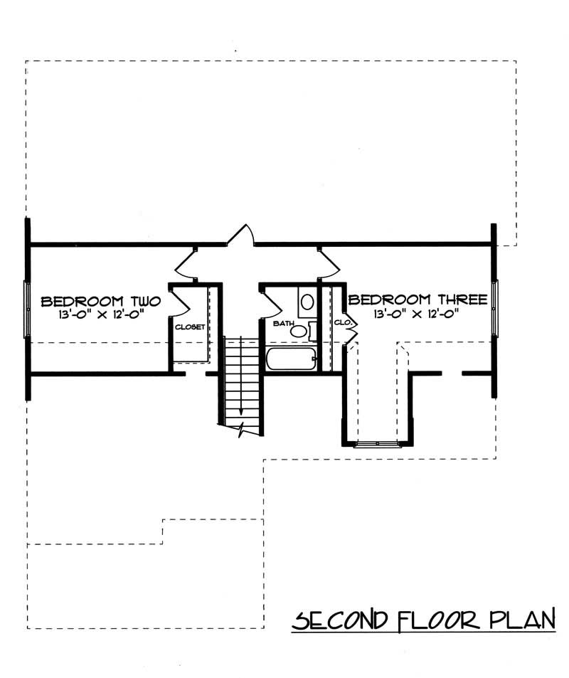 Floor Plan Second Story of Farmhouse Plan #127-1028