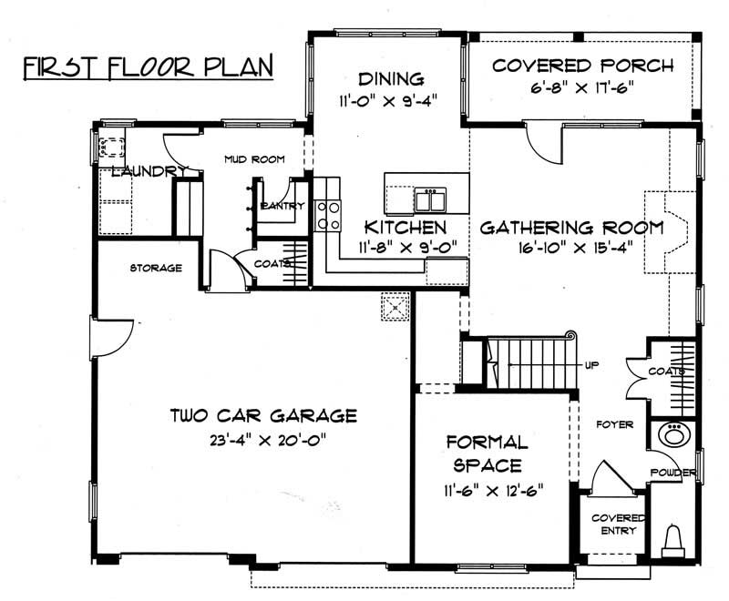 Floor Plan First Story of Country Plan #127-1029