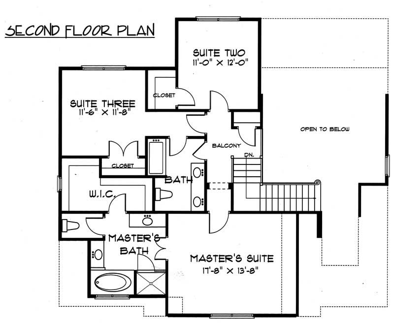 Floor Plan Second Story of Country Plan #127-1029
