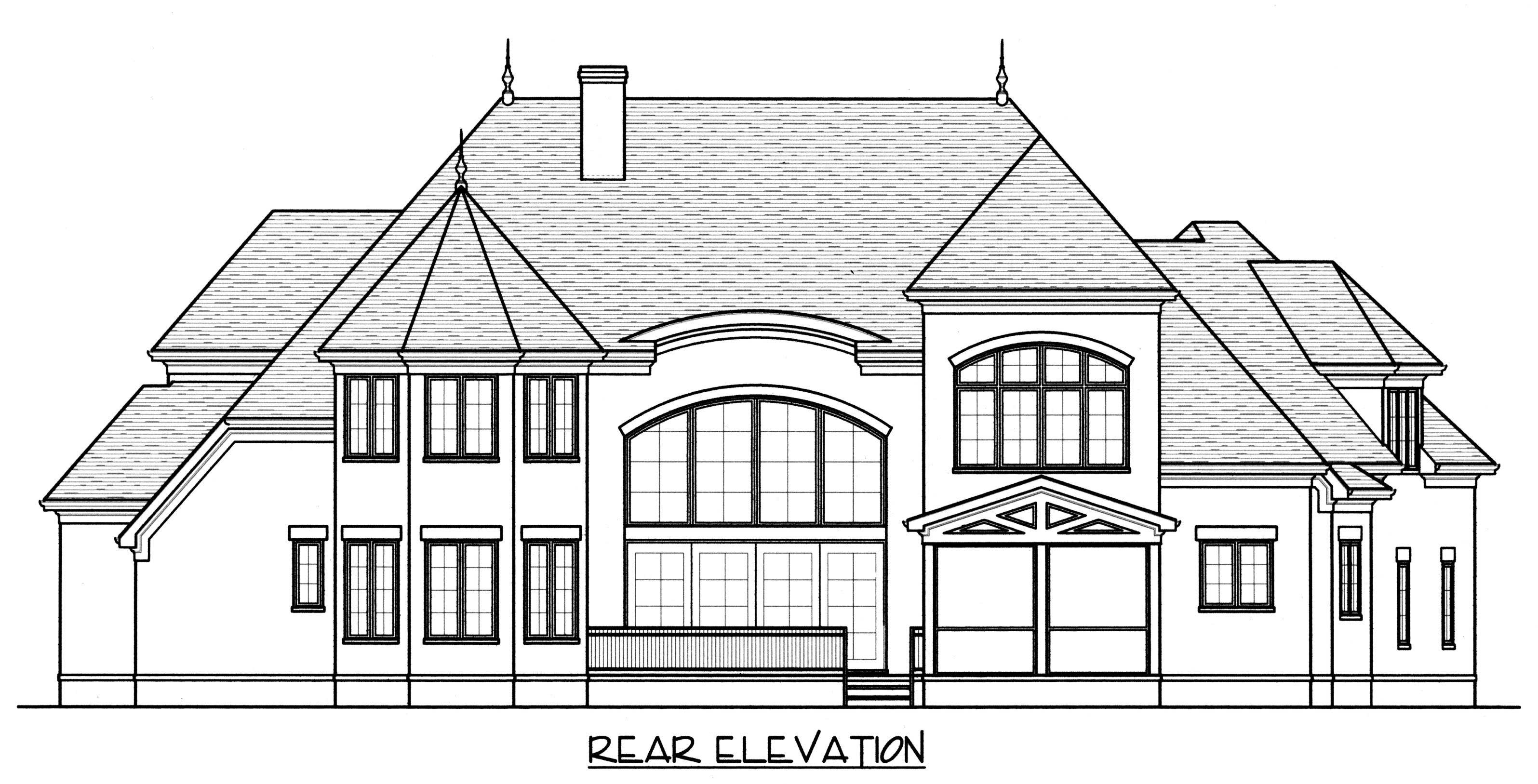 Home Plan Rear Elevation of this 4-Bedroom,4926 Sq Ft Plan -127-1033
