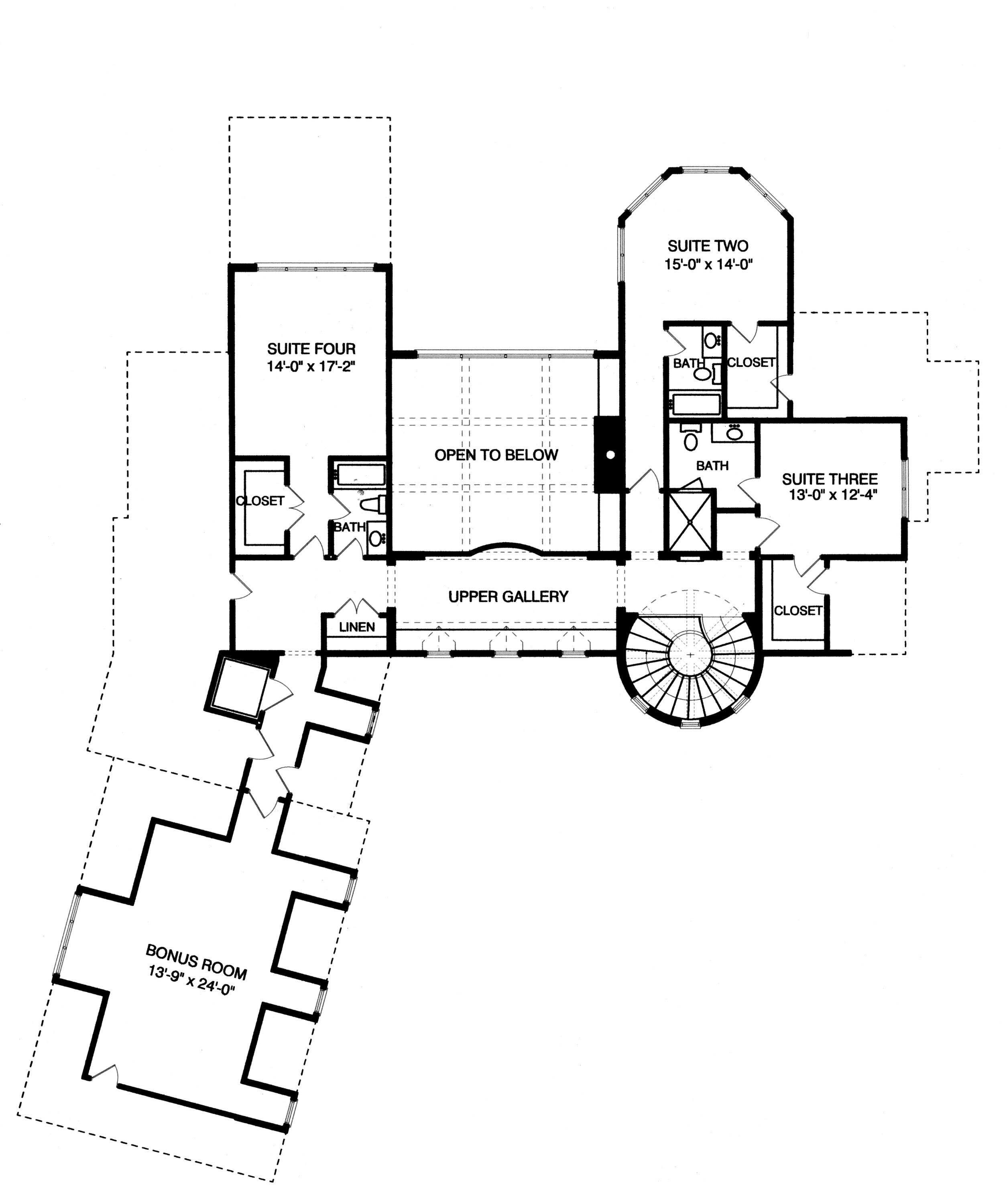 Floor Plan Second Story of French Plan #127-1033