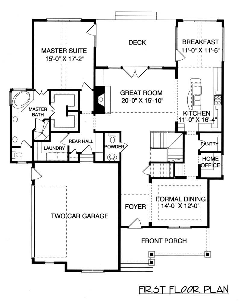 Floor Plan First Story of Craftsman Plan #127-1035