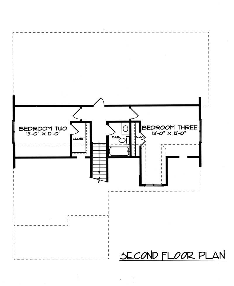 Floor Plan Second Story of Farmhouse Plan #127-1037