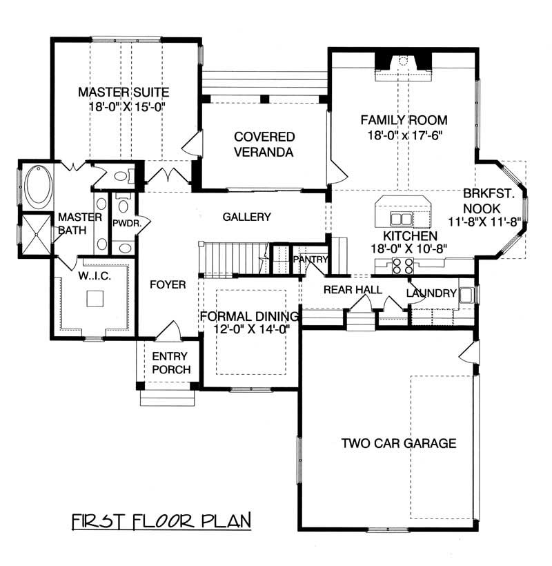Floor Plan First Story of Craftsman Plan #127-1040