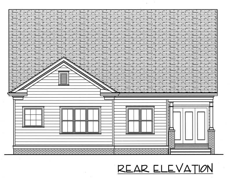 Home Plan Rear Elevation of this 2-Bedroom,1539 Sq Ft Plan -127-1041