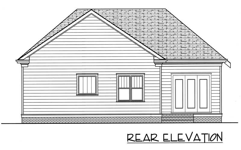 Home Plan Rear Elevation of this 3-Bedroom,1728 Sq Ft Plan -127-1043