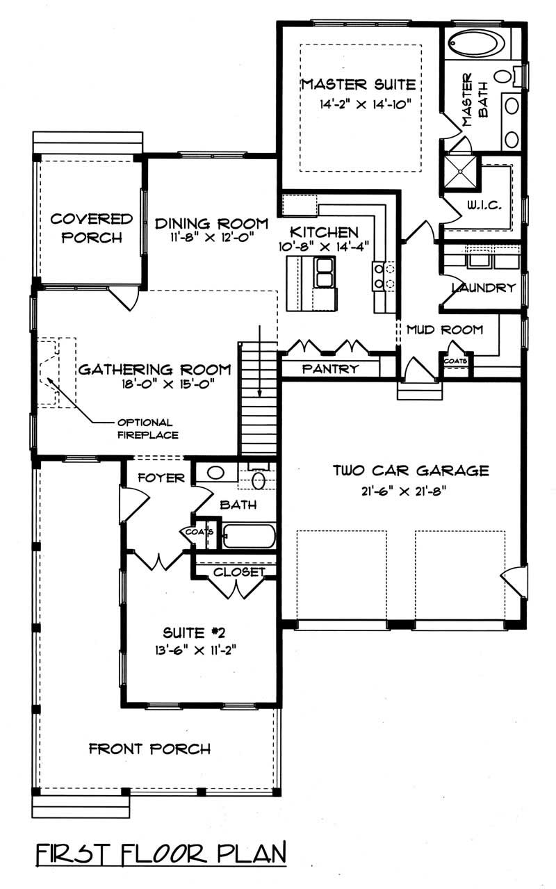 Floor Plan First Story of Farmhouse Plan #127-1047