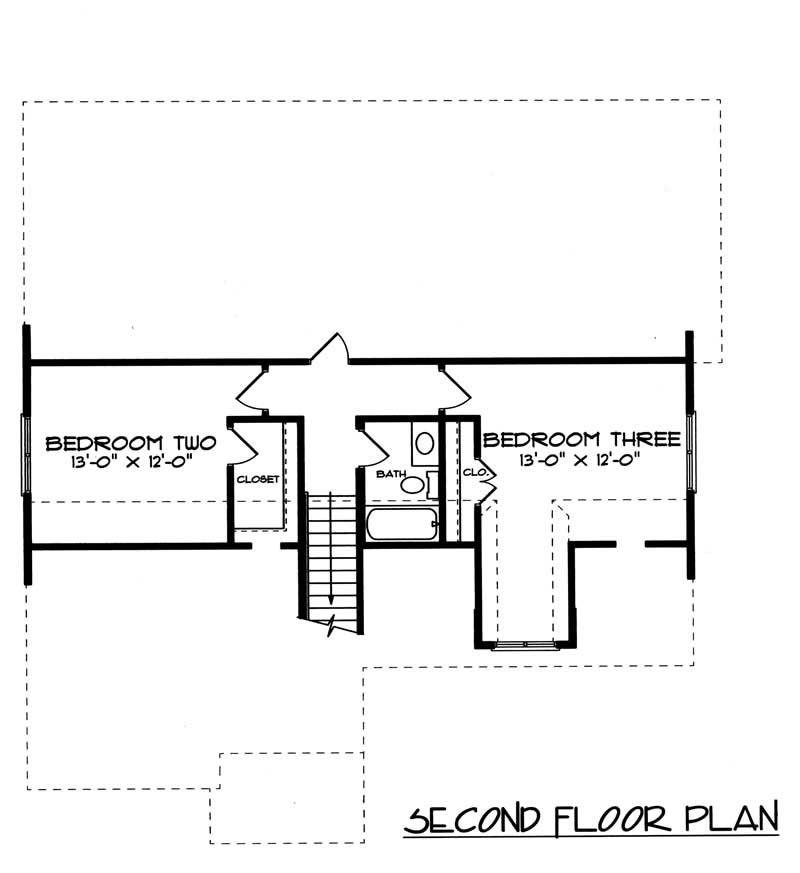Floor Plan Second Story of Craftsman Plan #127-1048