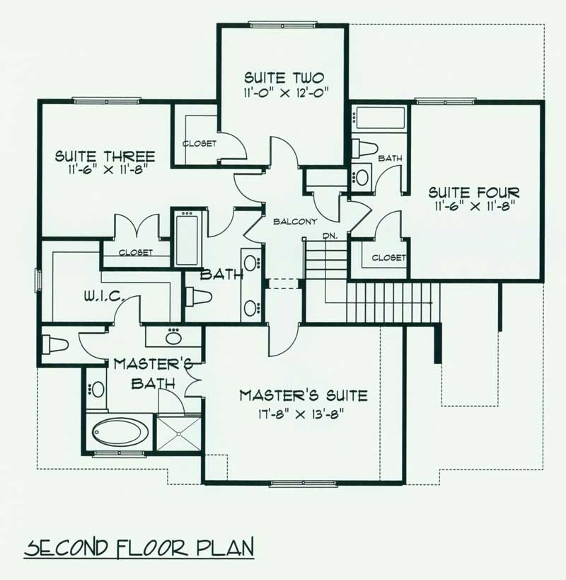 Floor Plan Second Story of Country Plan #127-1049