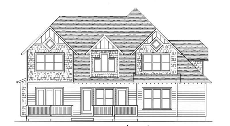 Home Plan Rear Elevation of this 4-Bedroom,2744 Sq Ft Plan -127-1050