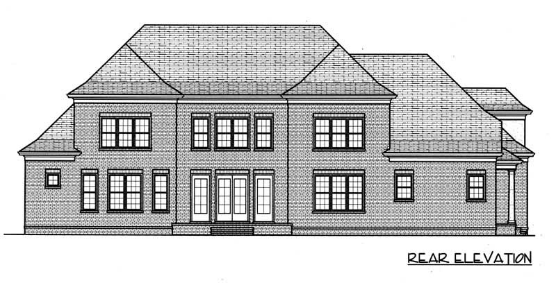 Home Plan Rear Elevation of this 4-Bedroom,4574 Sq Ft Plan -127-1051