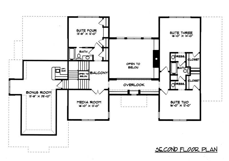 Floor Plan Second Story of Country Plan #127-1053