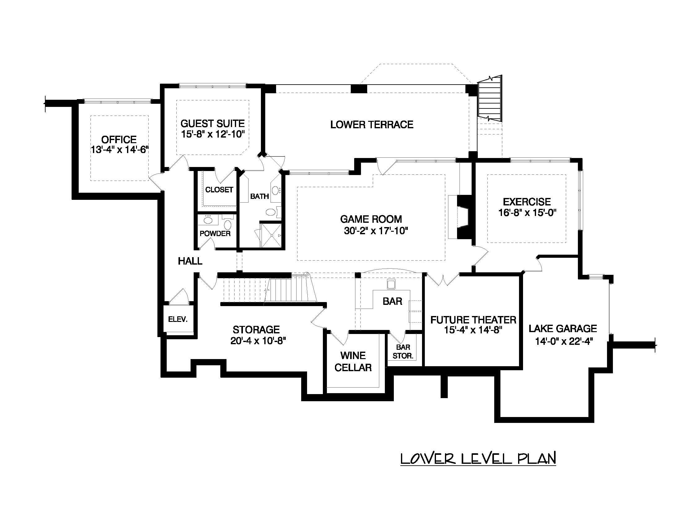 Floor Plan Basement of French Plan #127-1055