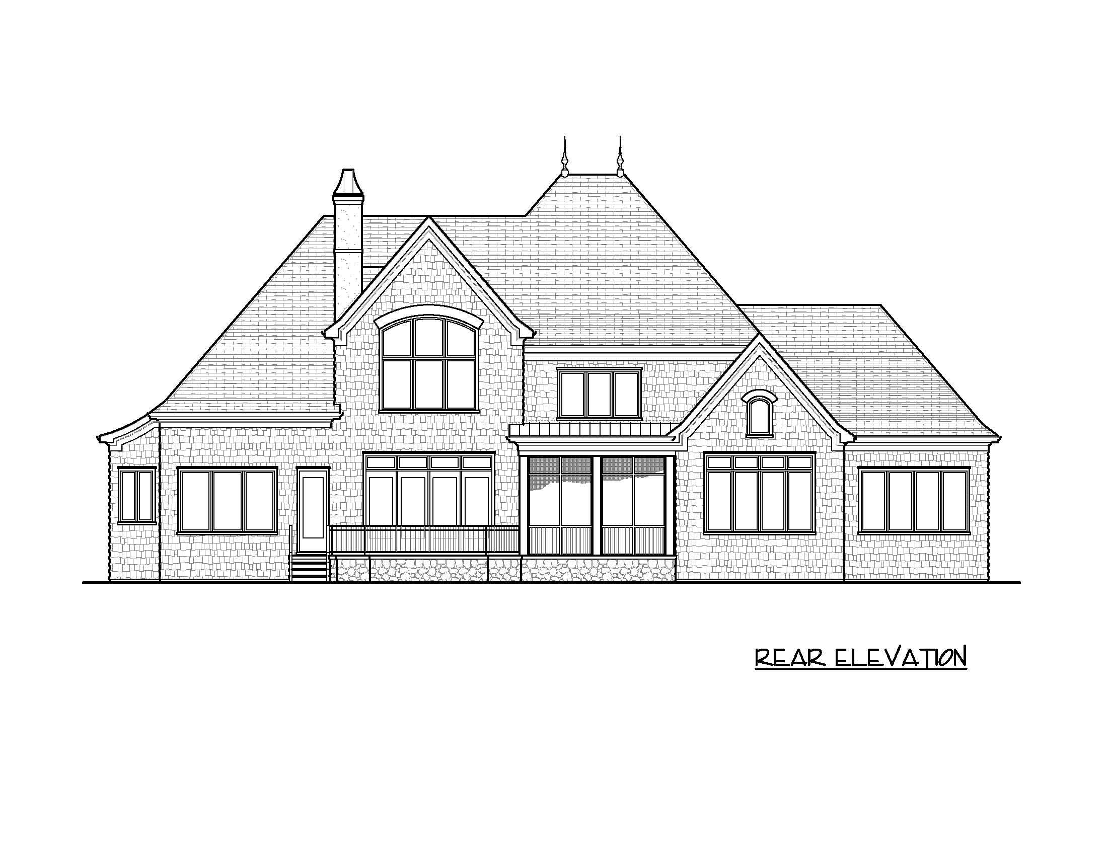 Home Plan Rear Elevation of this 4-Bedroom,6424 Sq Ft Plan -127-1055