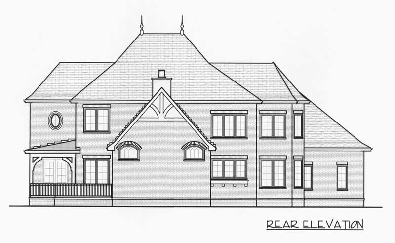 Home Plan Rear Elevation of this 4-Bedroom,3974 Sq Ft Plan -127-1058