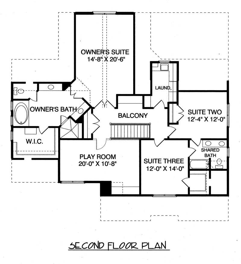 Floor Plan Second Story of Plan #127-1061