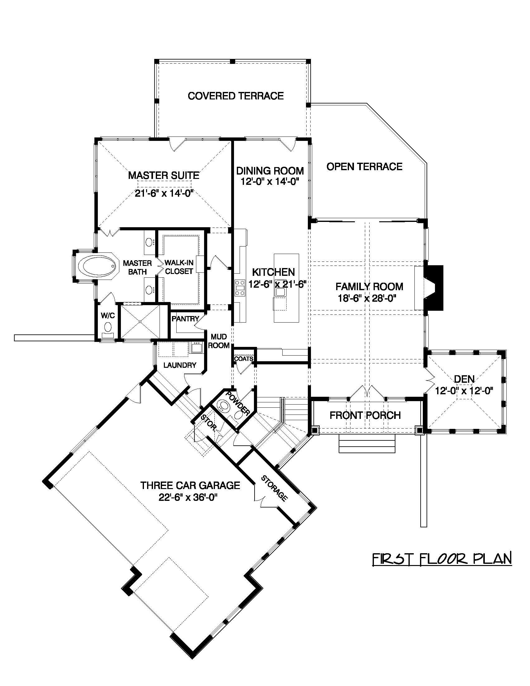 Floor Plan Main Level of Prairie Plan #127-1065