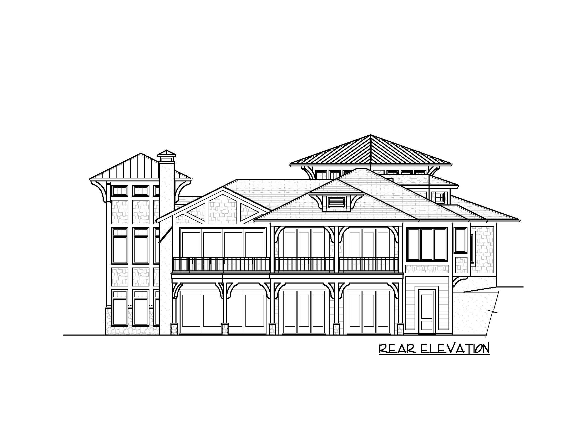 Home Plan Rear Elevation of this 4-Bedroom,4396 Sq Ft Plan -127-1065