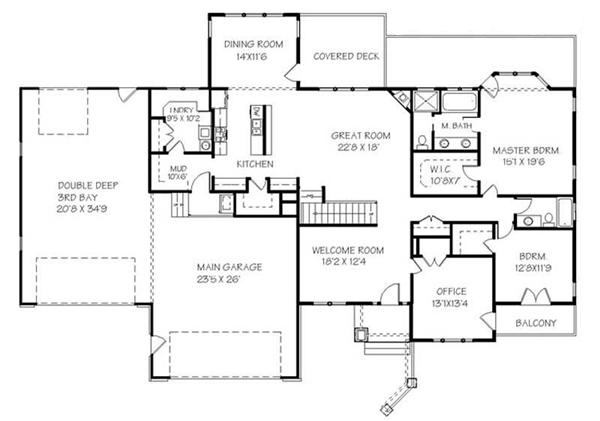 Floor Plan First Story of Luxury Plan #129-1000