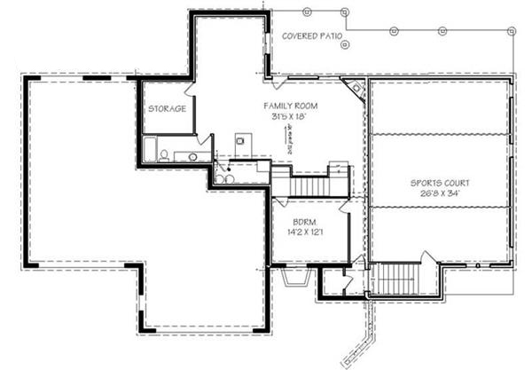 Floor Plan Basement of Luxury Plan #129-1000