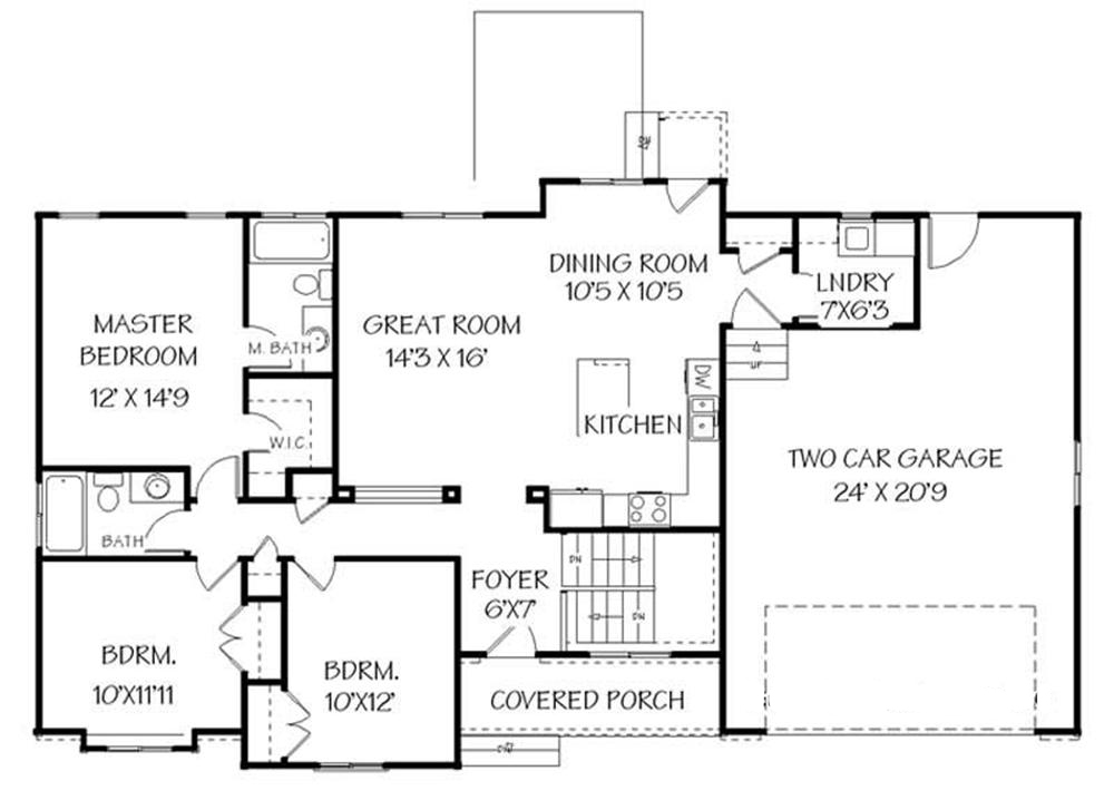 Floor Plan First Story of Small House Plans #129-1002
