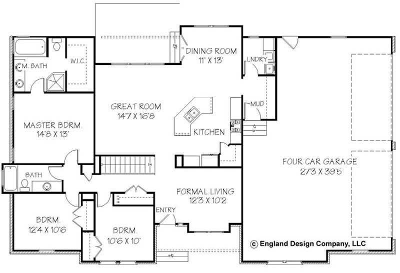 Floor Plan First Story of Small House Plans #129-1003