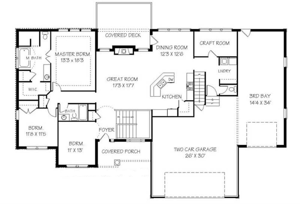 Floor Plan First Story of Luxury Plan #129-1007