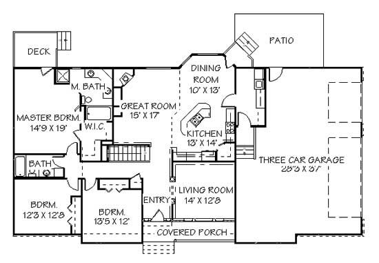 Floor Plan First Story of Contemporary Plan #129-1010