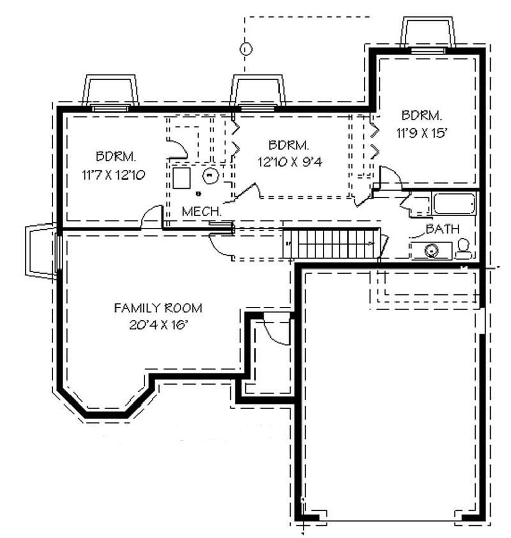Floor Plan Basement of Contemporary Plan #129-1011