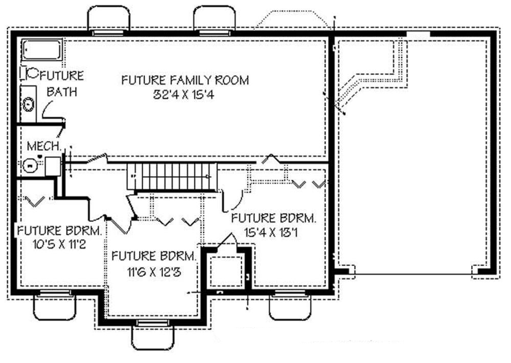 Floor Plan Basement of Contemporary Plan #129-1013