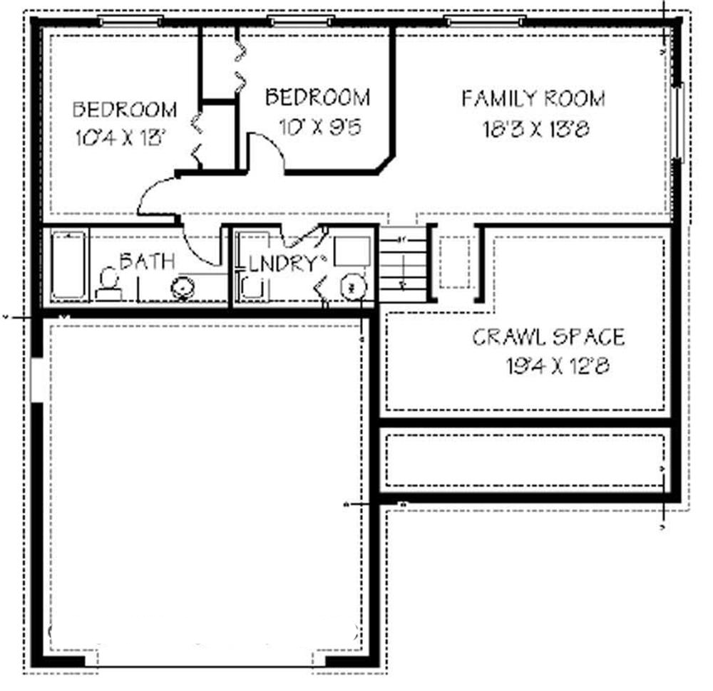 Floor Plan Basement of Contemporary Plan #129-1015