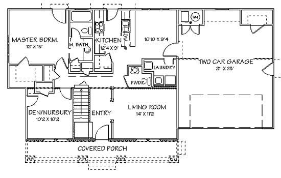 Floor Plan First Story of Cape Cod Plan #129-1017