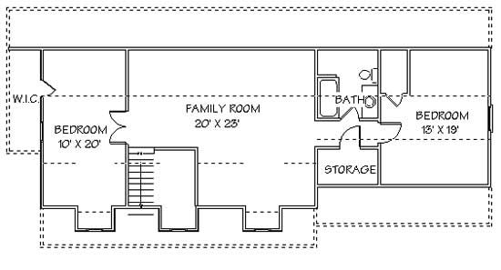 Floor Plan Second Story of Cape Cod Plan #129-1017