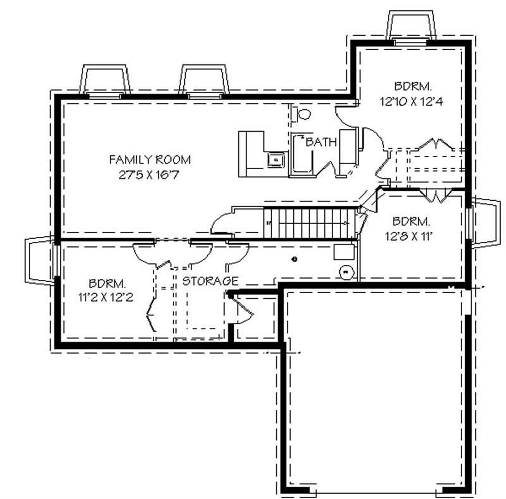 Floor Plan Basement of Contemporary Plan #129-1018