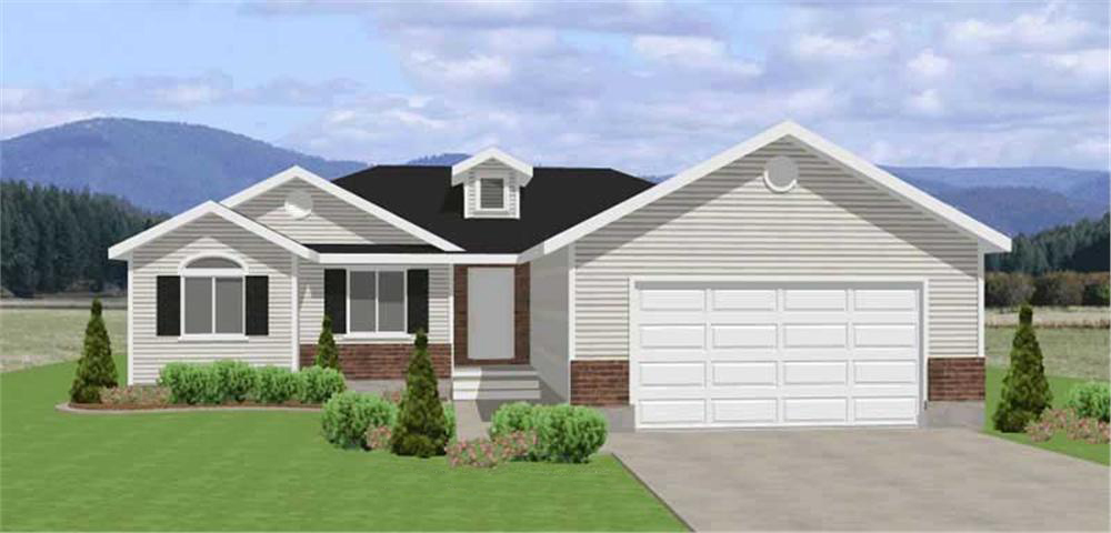 Front elevation of Contemporary home (ThePlanCollection: House Plan #129-1018)