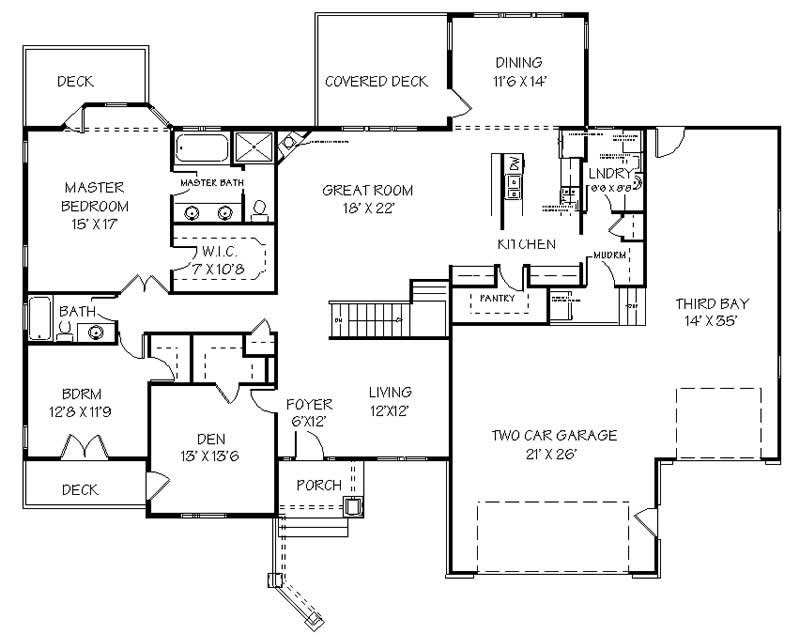 Floor Plan First Story of Contemporary Plan #129-1020