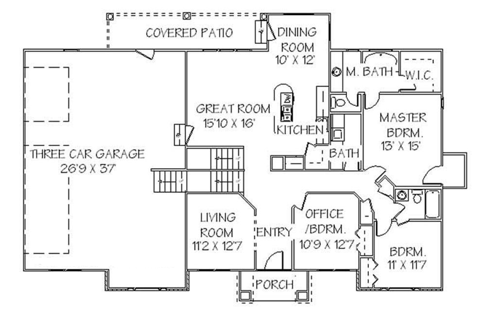 Floor Plan First Story of Contemporary Plan #129-1021